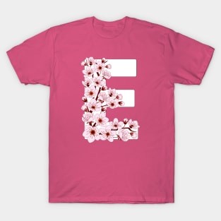 Colorful capital letter E patterned with sakura twig T-Shirt